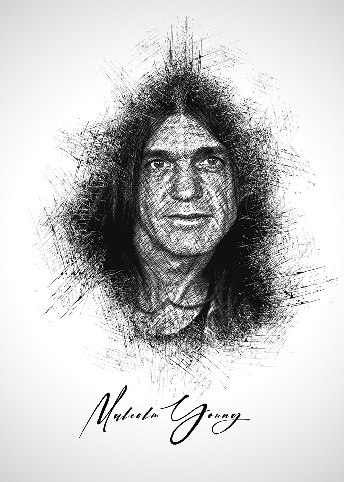 Malcolm Young Sketch Portrait