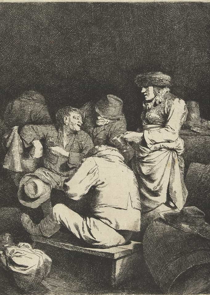 Old Master Etching: Tavern Scene