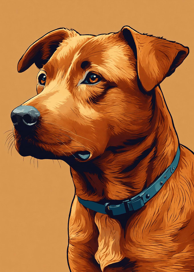 Dog Portrait with Blue Collar