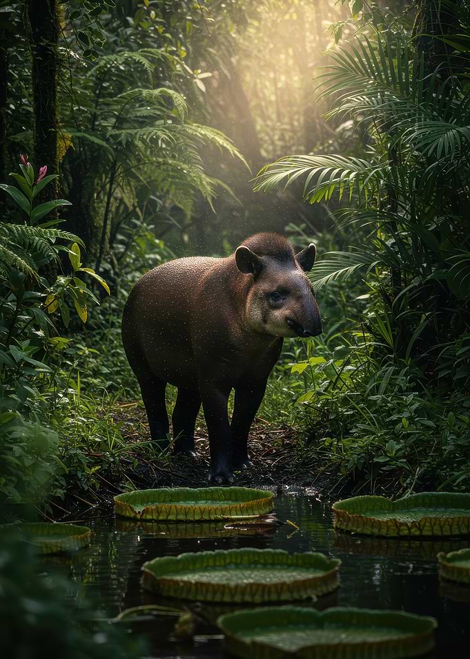 Tapir in Lush Jungle Environment