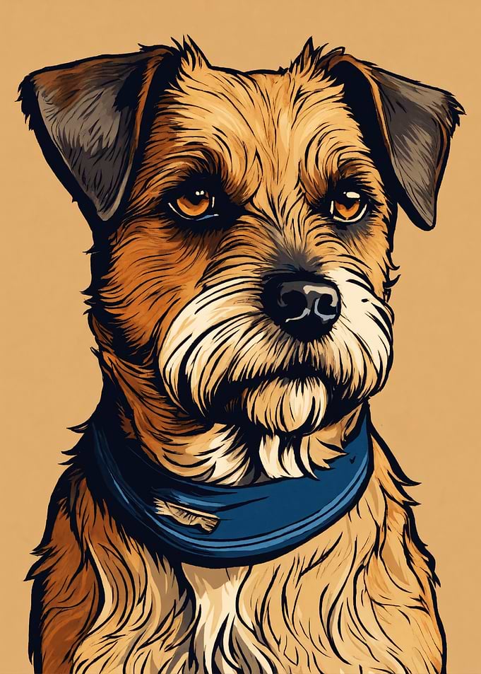 Dog Portrait with Blue Bandana