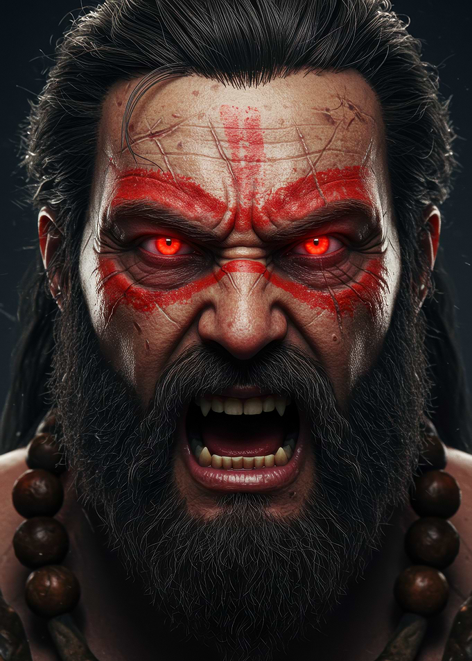 Furious Warrior with Red Markings