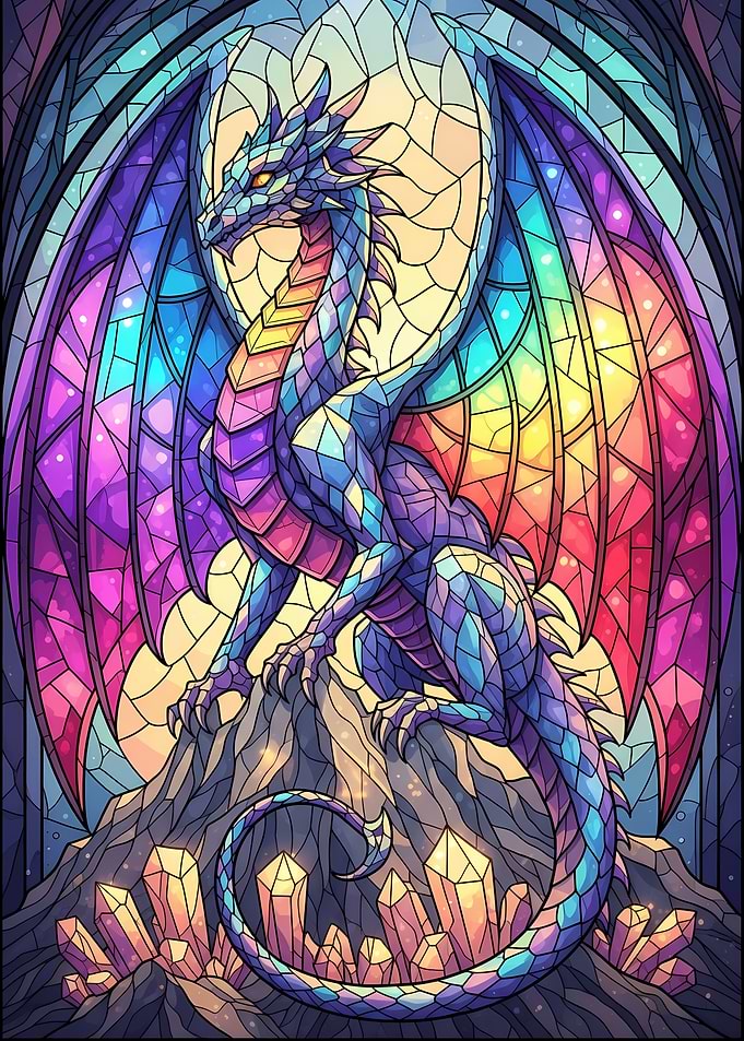 Stained Glass Dragon on Crystal Mountain