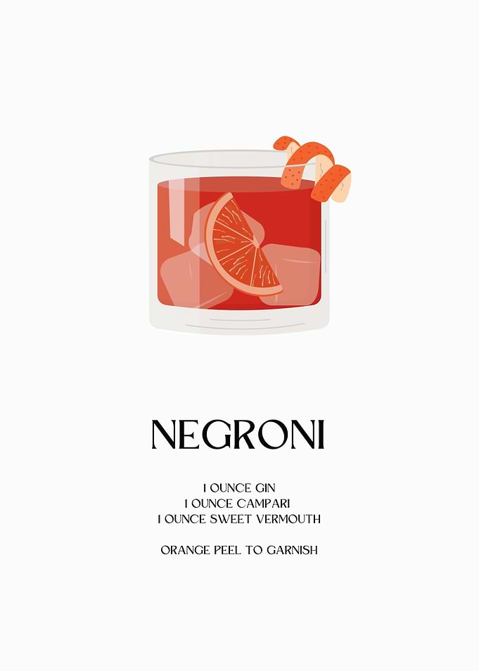 Negroni Cocktail Recipe Illustration