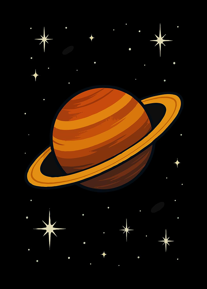 Saturn in Space Illustration