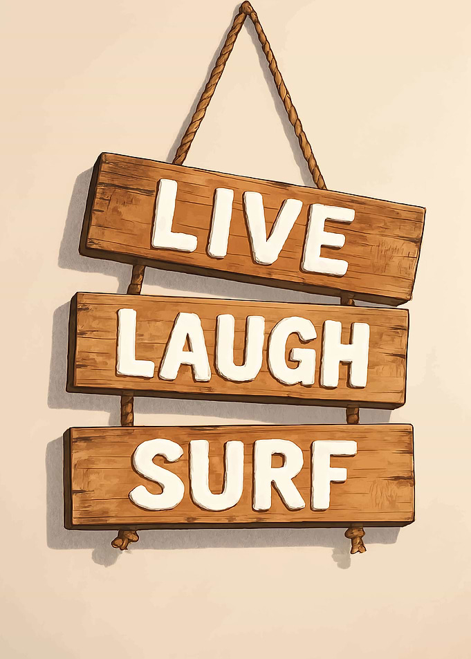 Live Laugh Surf Wooden Sign