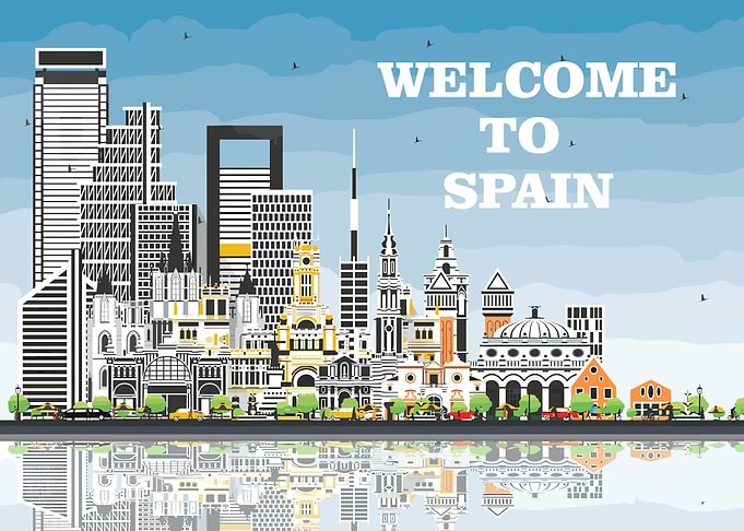 Welcome to Spain Cityscape Illustration