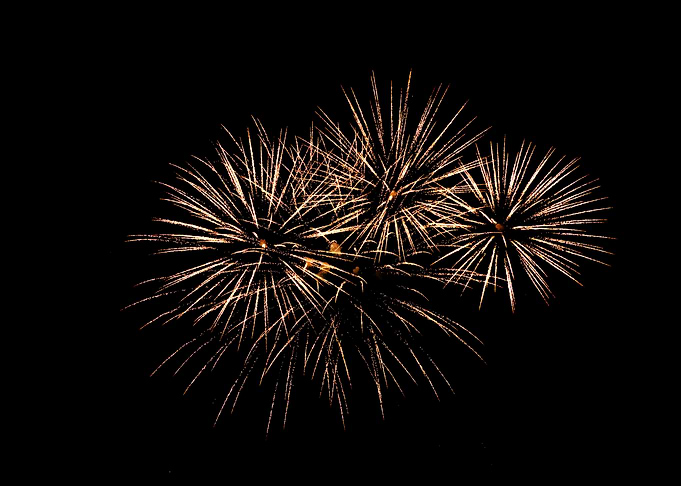 Golden Fireworks Display on Black Background