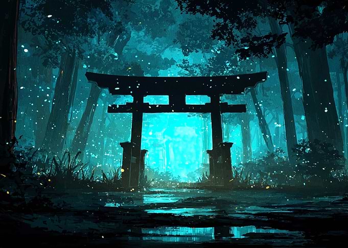 Torii Gate in Enchanted Forest
