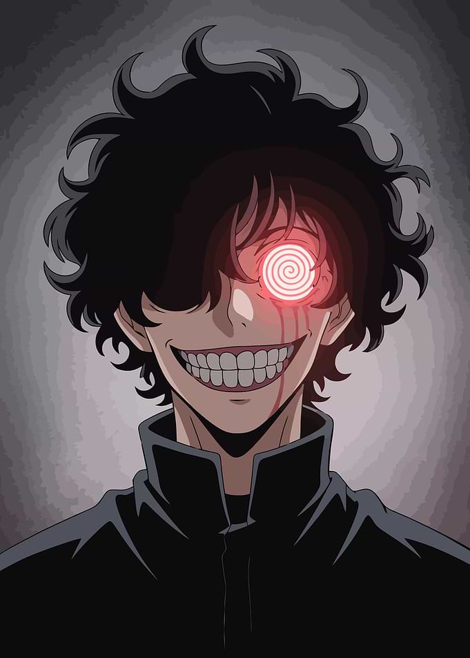 Creepy Anime Character with Spiral Eye