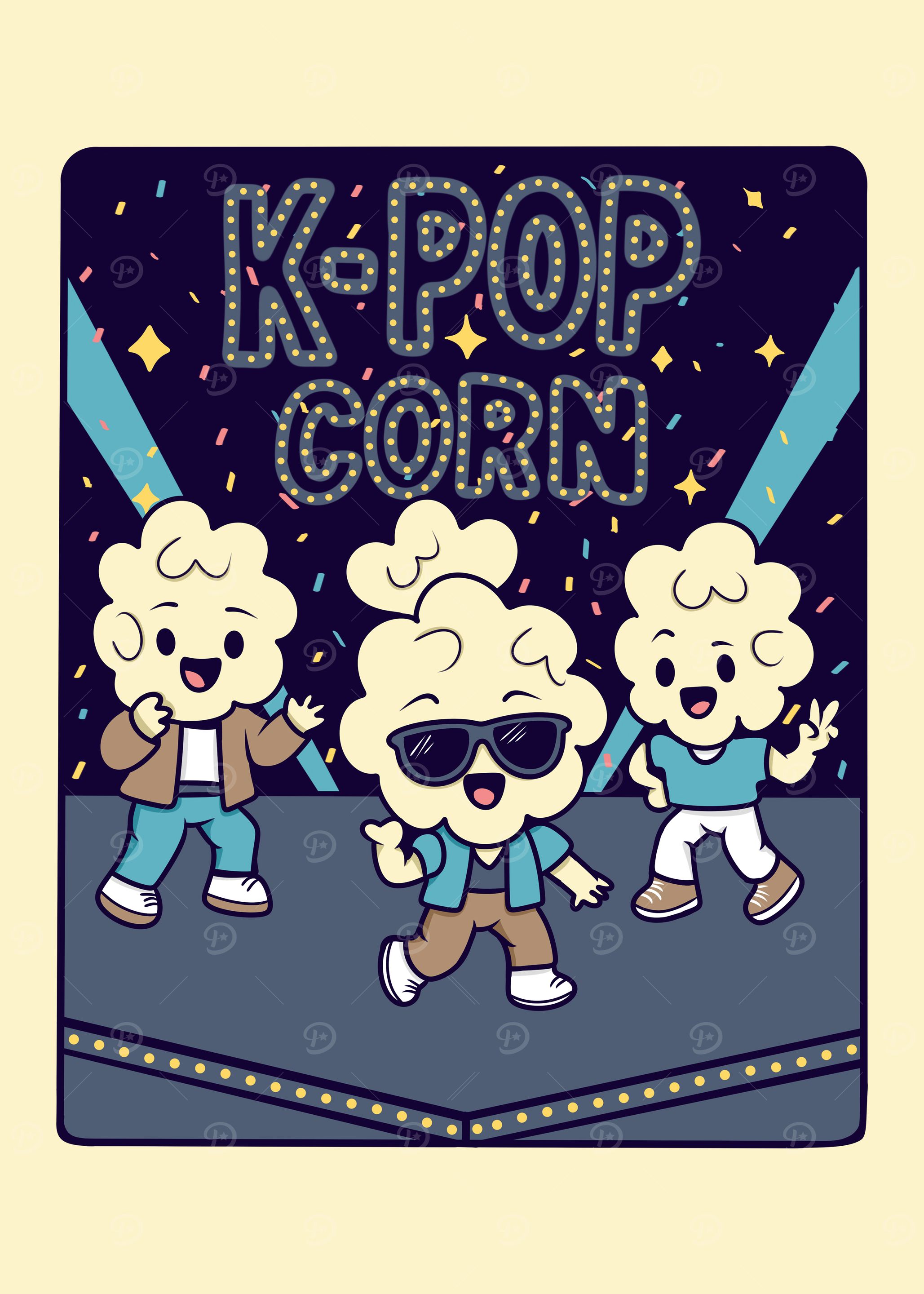 K-Pop Corn Cartoon Illustration