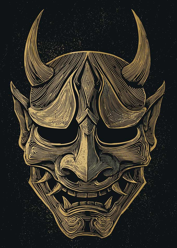 Detailed Oni Mask Illustration