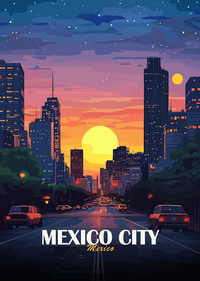 Mexico City Skyline at Sunset