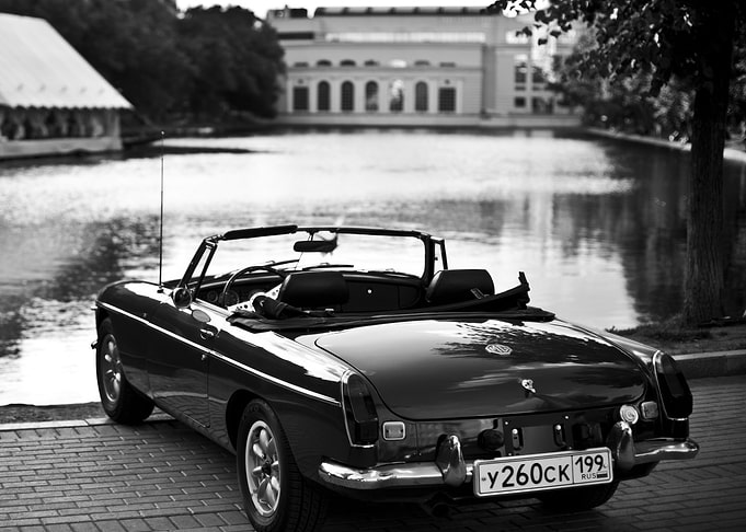 Classic Convertible Car by the Lake