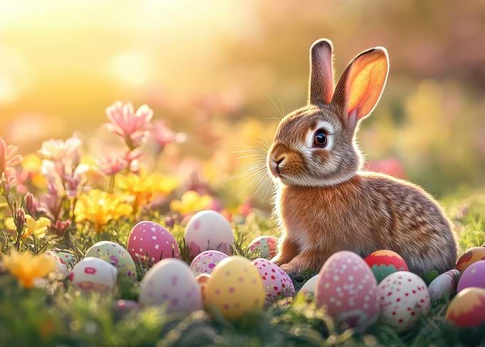 Easter Bunny with Decorated Eggs