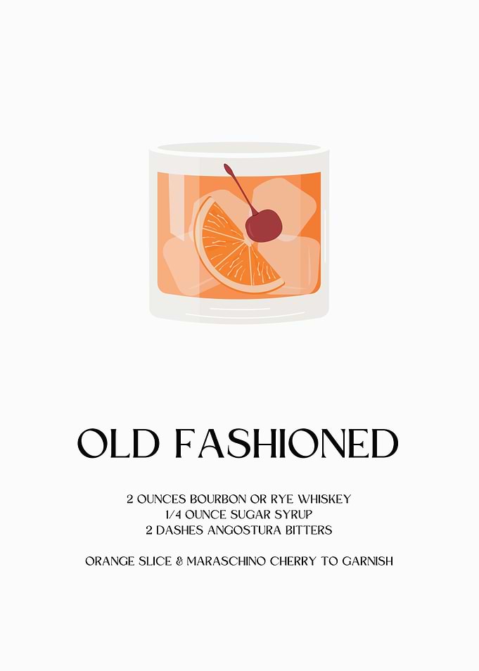 Old Fashioned Cocktail Recipe Illustration