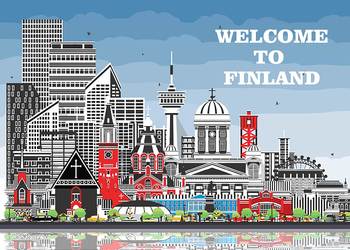 Welcome to Finland Cityscape Illustration