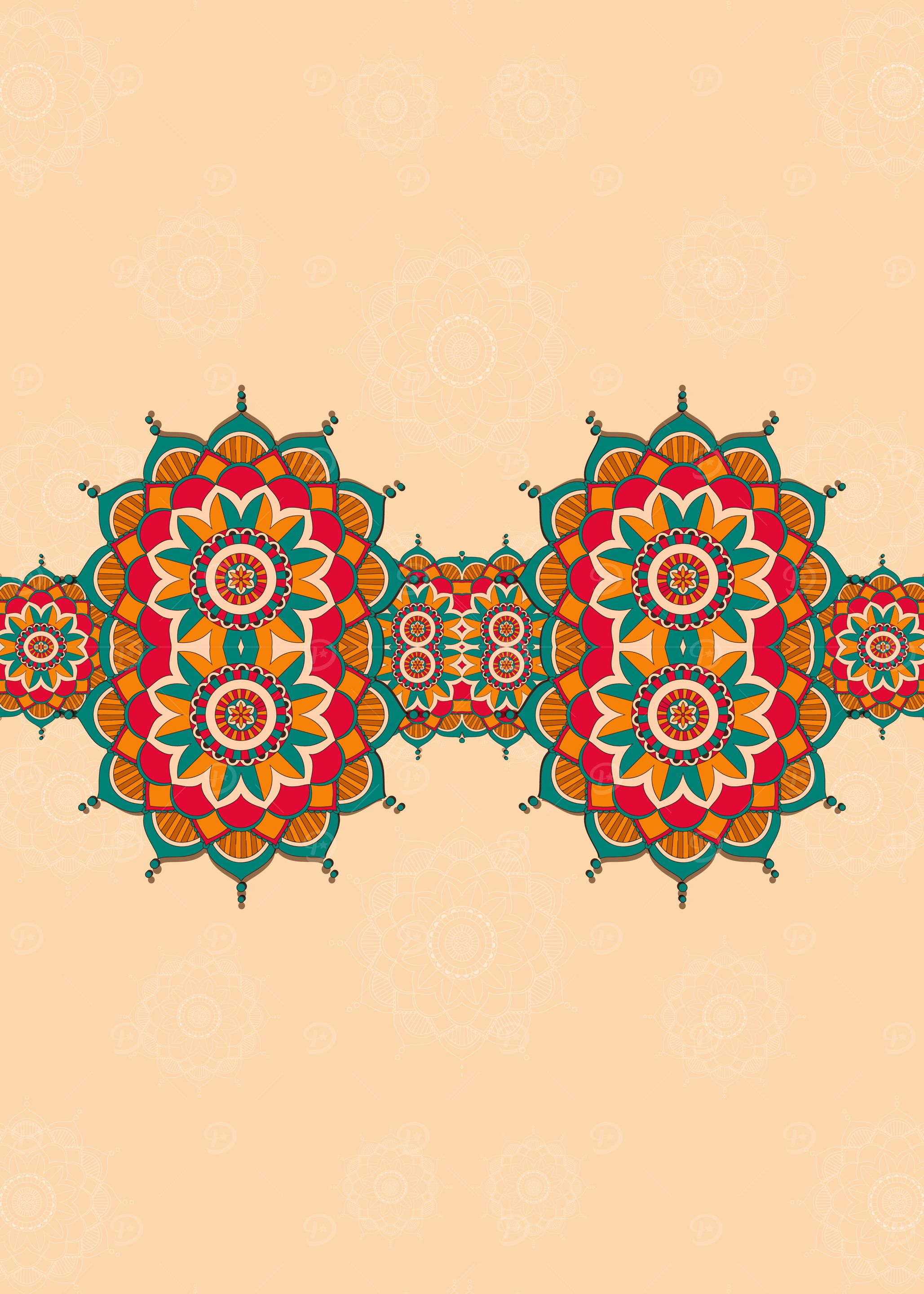 Colorful Mandala Pattern on Beige Background