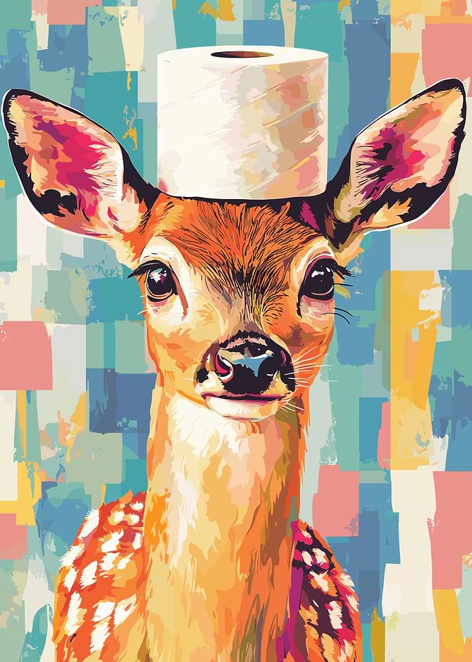 Deer with Toilet Paper Hat