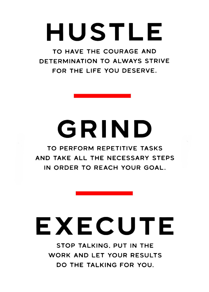 Hustle Grind Execute Motivational Poster