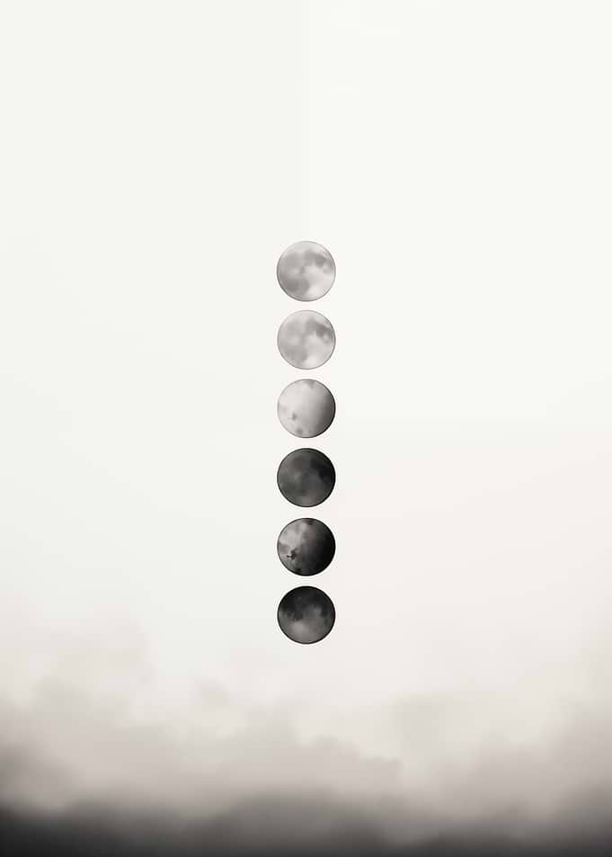 Moon Phases in Monochrome