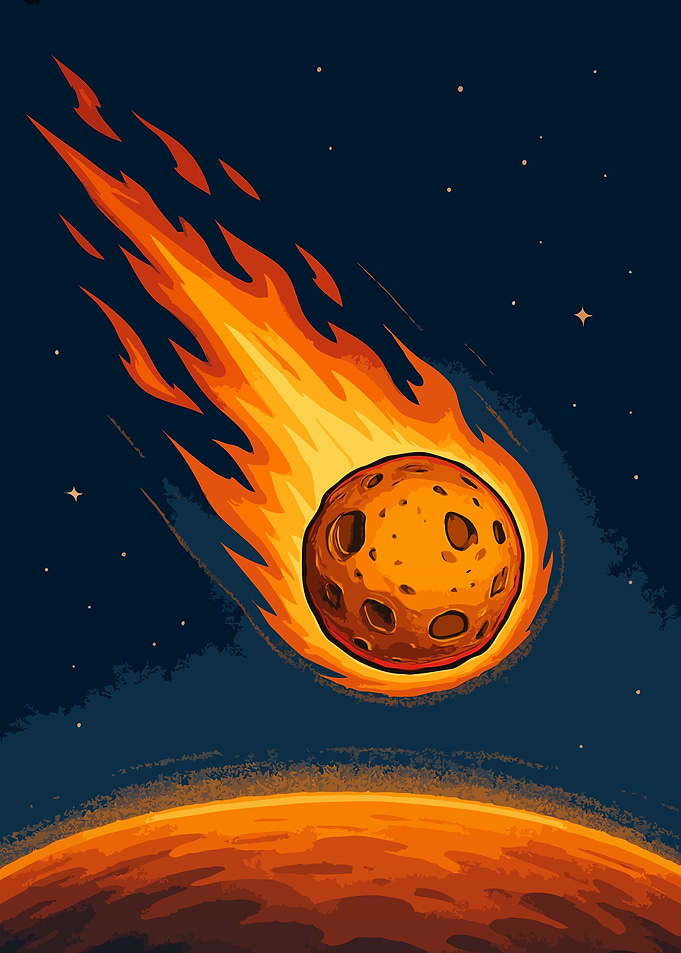 Fiery Comet Cartoon Illustration