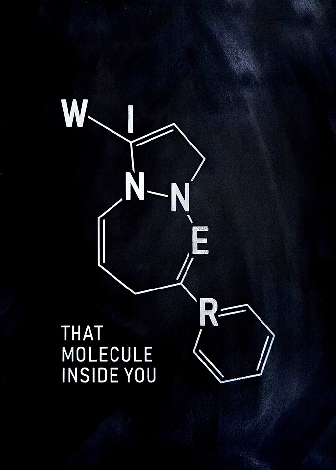 Winner Molecule Art on Black Background