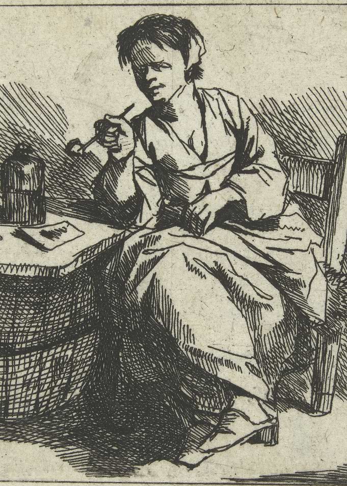 Woman with Pipe, Etching
