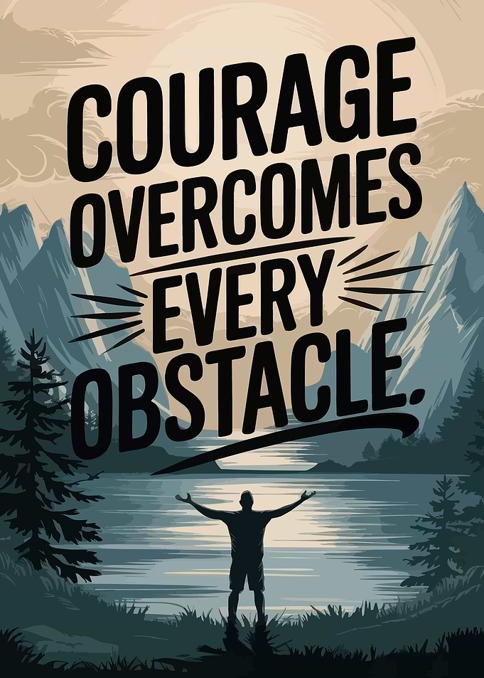 Courage Overcomes Every Obstacle Poster