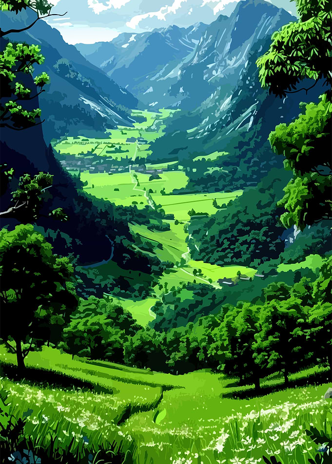 Lush Green Valley Landscape