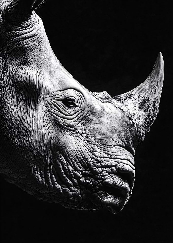 Monochrome Rhino Portrait