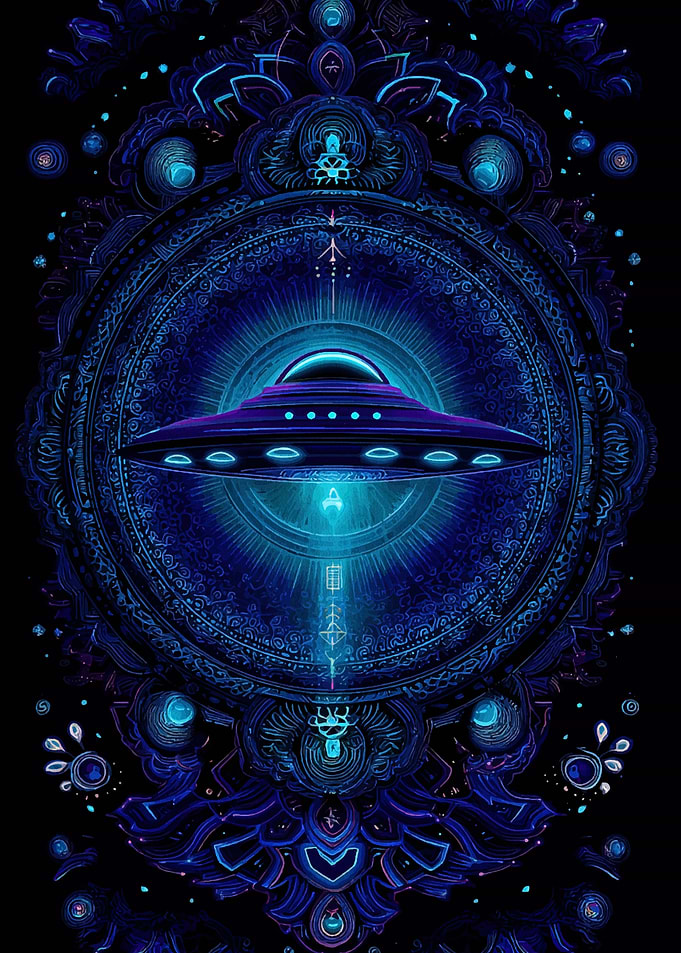 UFO Mandala in Blue and Purple