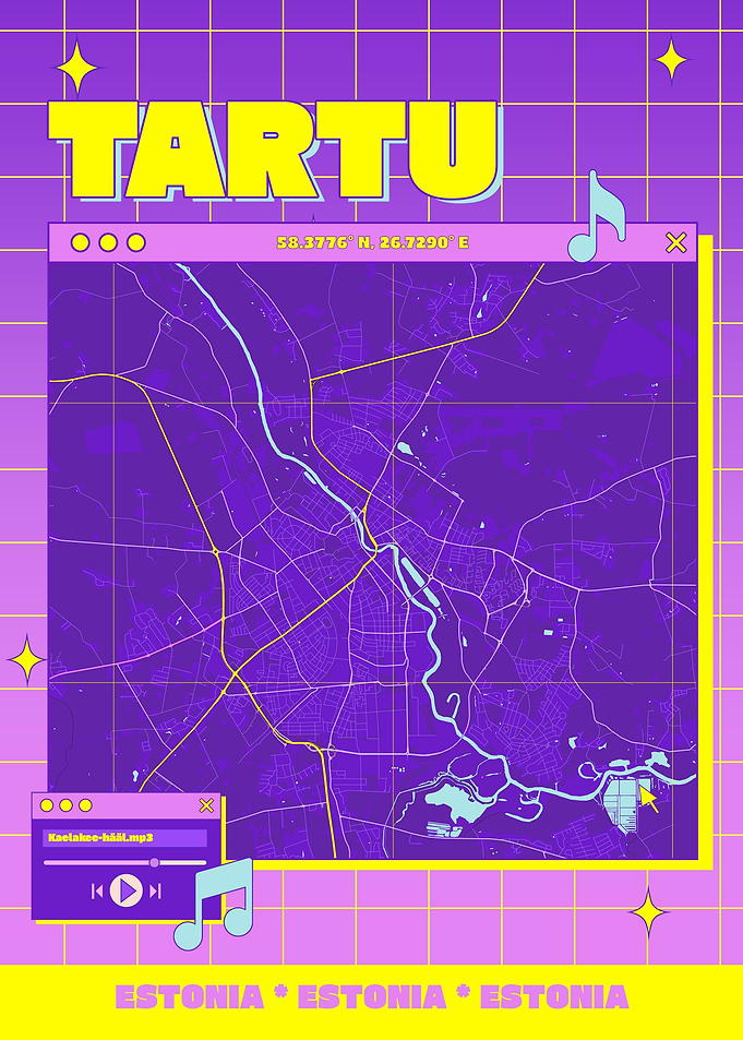 Tartu, Estonia Map Art