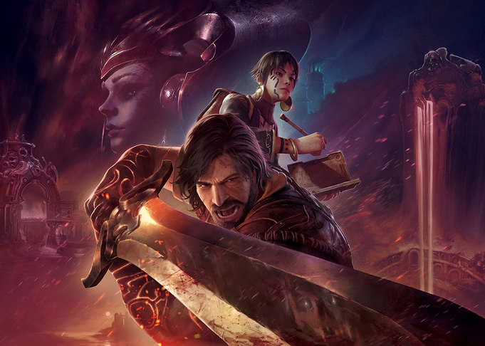 Blades of fire - Fantasy Warrior with Child and Sword