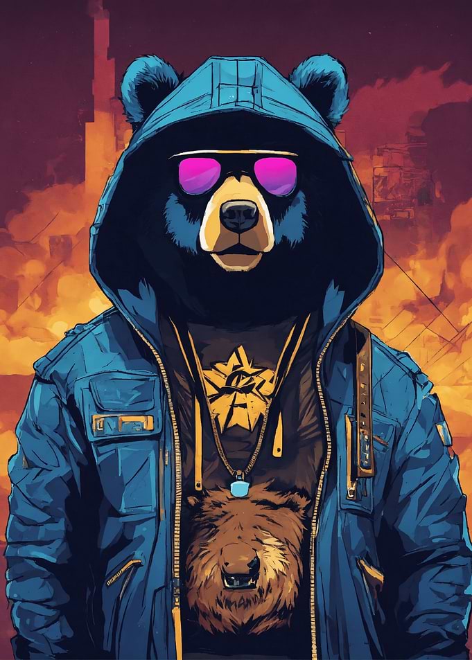 Cool Bear with Hoodie and Sunglasses