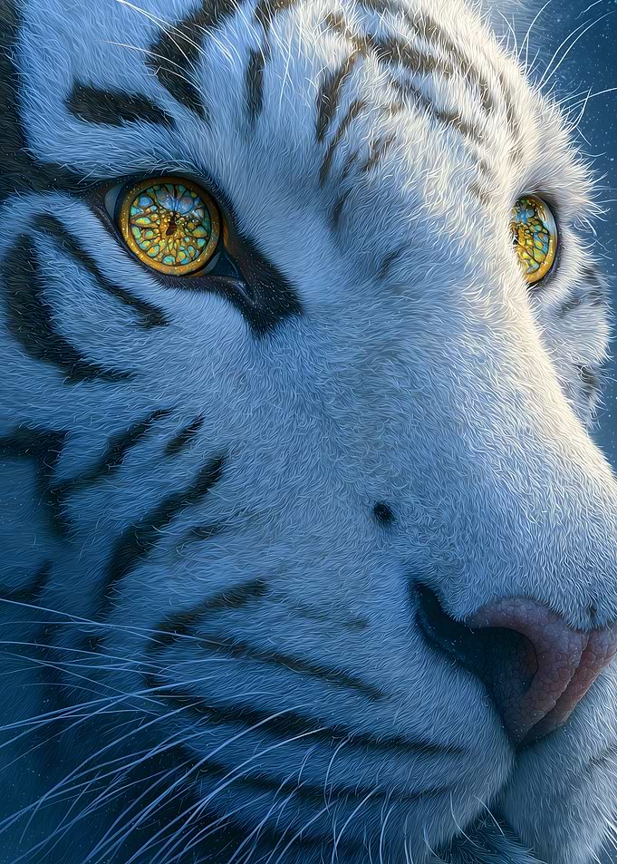 Close-up of a White Tiger Face