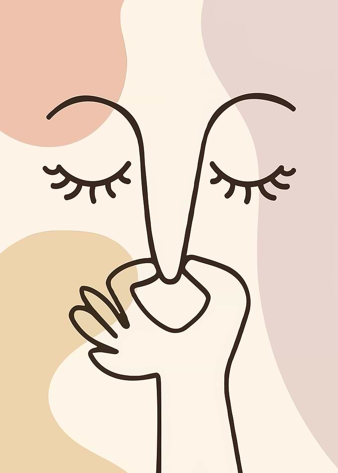 Abstract Face Line Art
