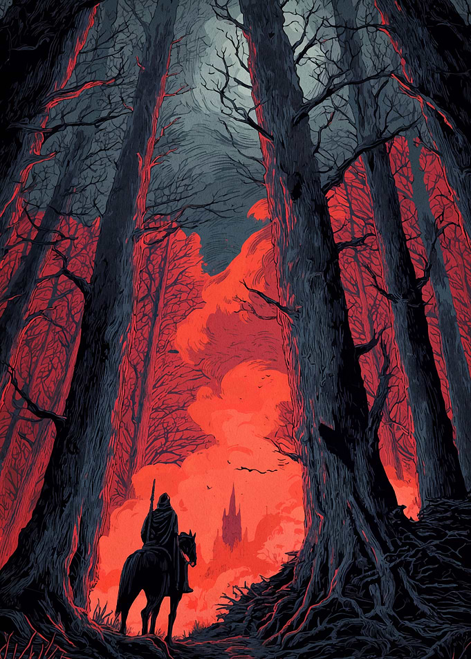 Dark Rider in Red Forest