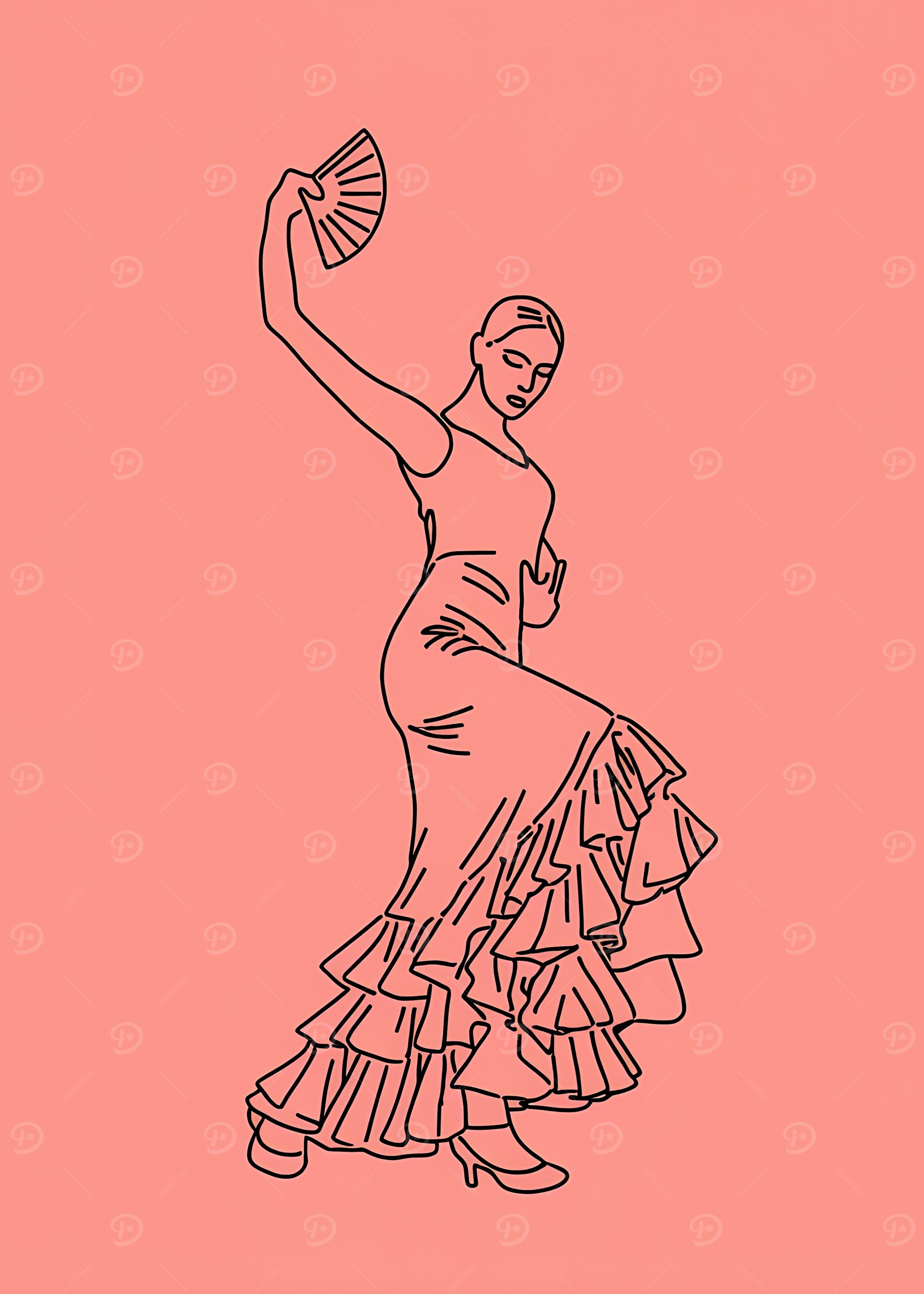 Flamenco Dancer Minimalist Line Art