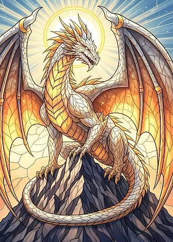 Golden Dragon on Mountain Peak