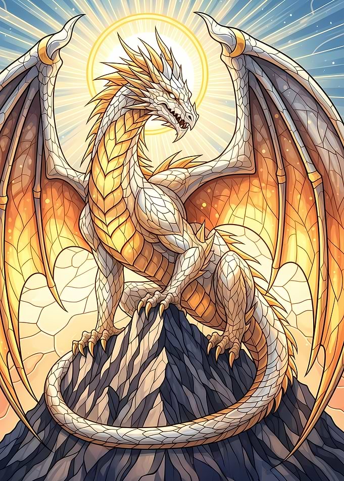 Golden Dragon on Mountain Peak