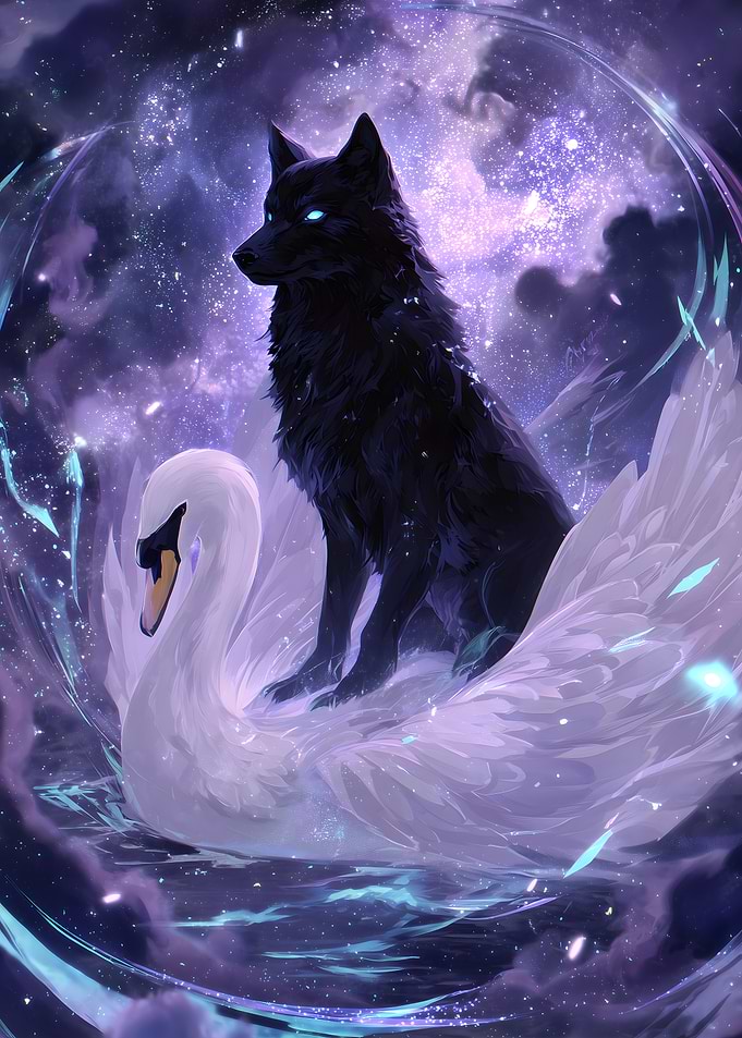 Wolf and Swan Fantasy Art