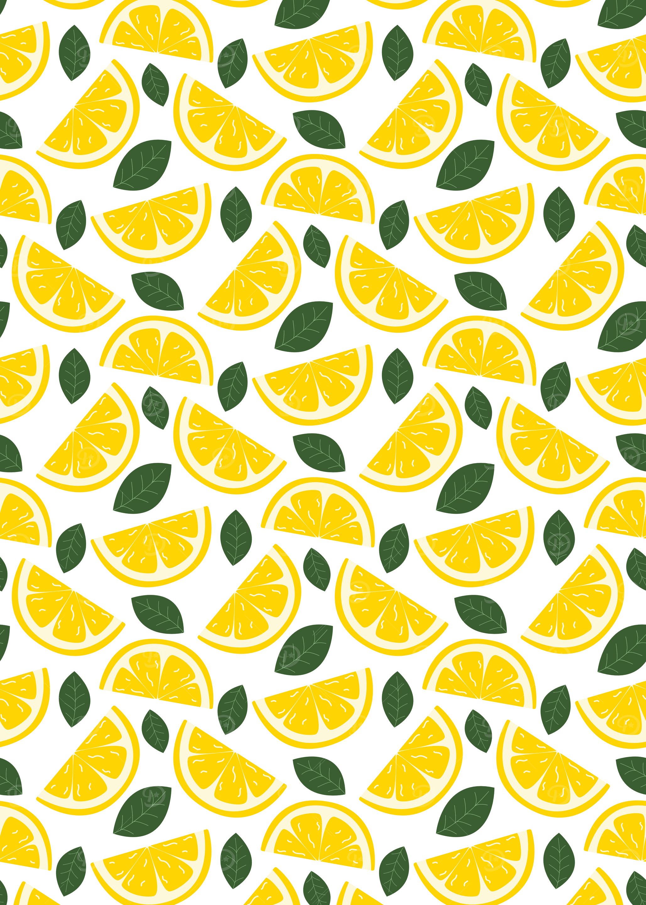 Lemon slices and leaves pattern