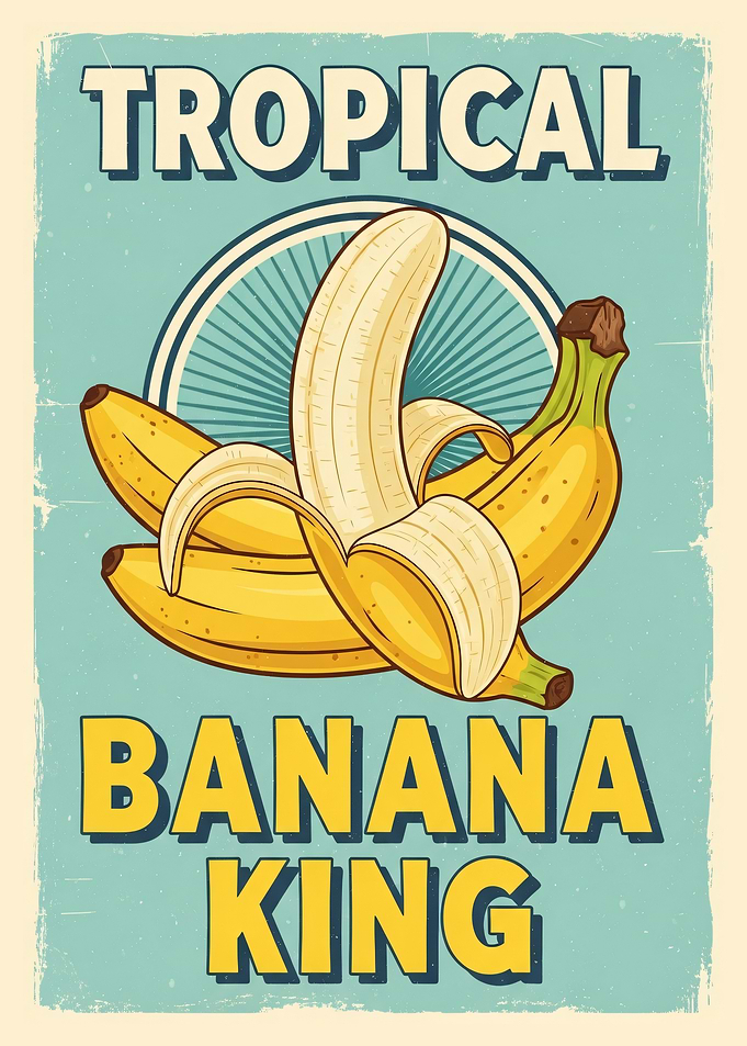 Tropical Banana King Vintage Poster