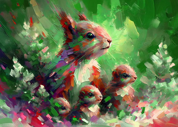 Squirrel Family Painting
