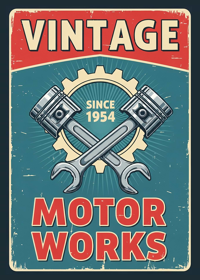 Vintage Motor Works Poster