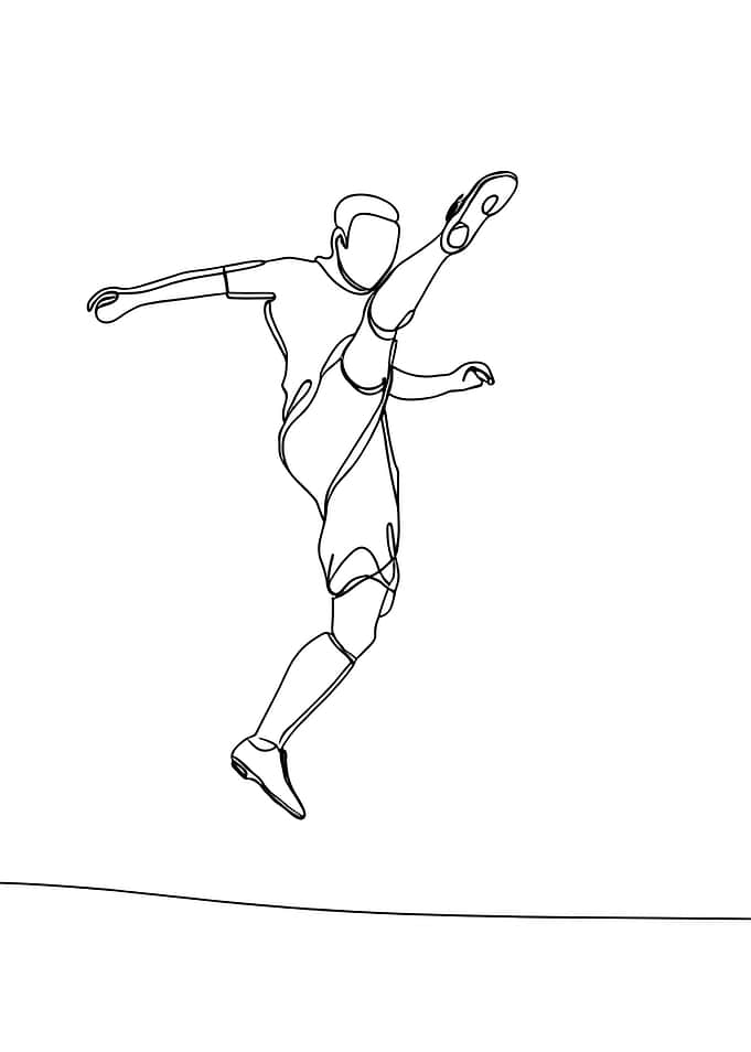 Soccer Player Minimalist Line Art