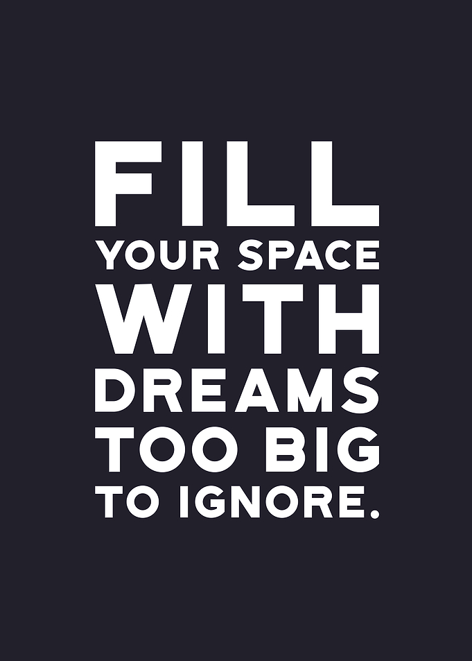 Inspirational Dreams Quote on Dark Background