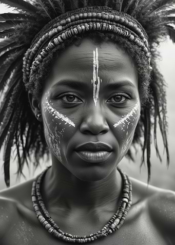 Monochrome Portrait of Indigenous Woman