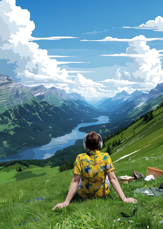 Scenic Mountain View with Relaxing Listener